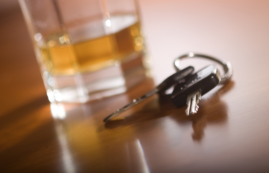 Drink driving keys and glass